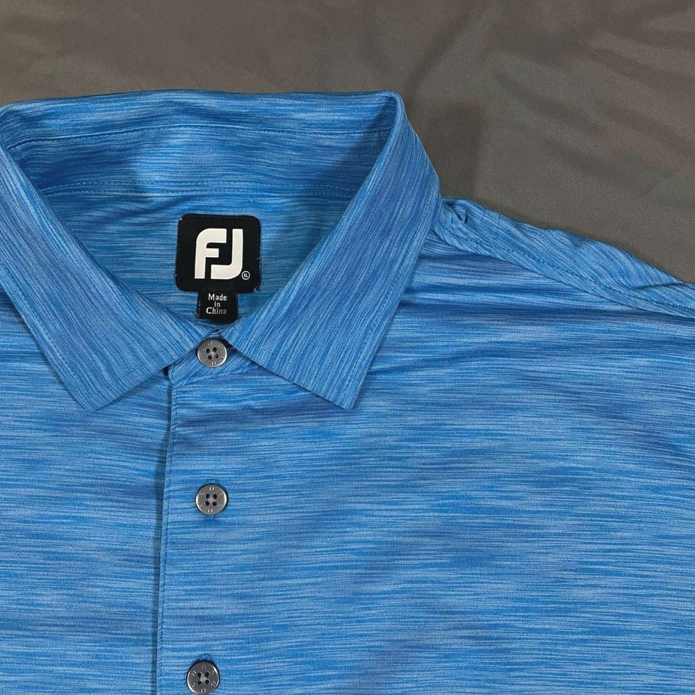 FootJoy Mens XL ProDry Performance Blue Space Dye Golf Polo Short Sleeve Shirt